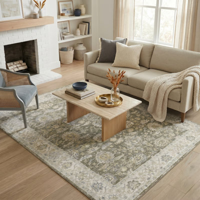 Plumerra Green/Ivory Transitional Floral Indoor Area Rug