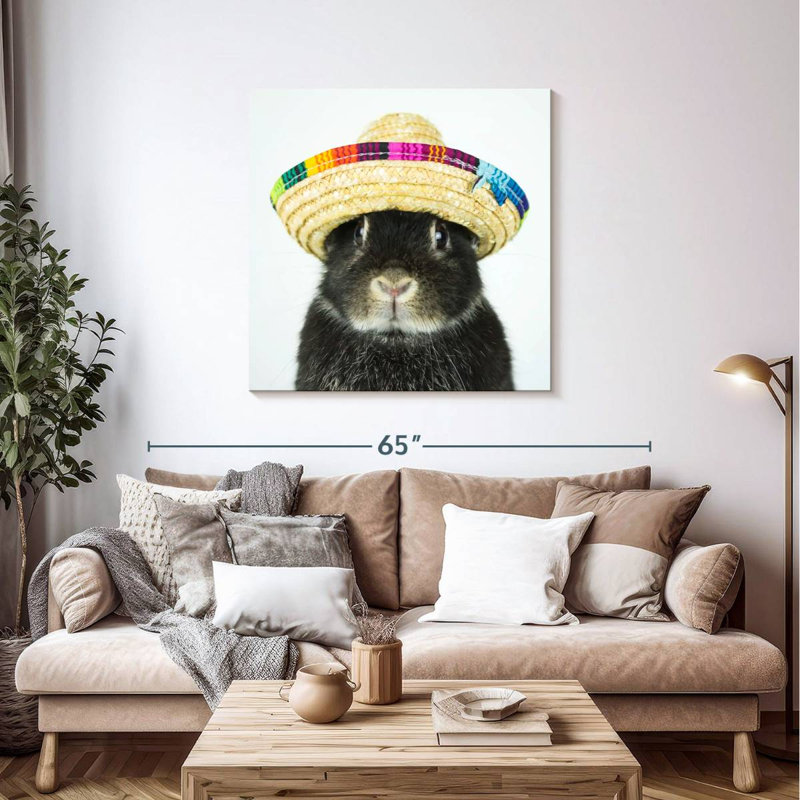 Brampt Rabbit Wearing Sombrero, 39" H x 39" W