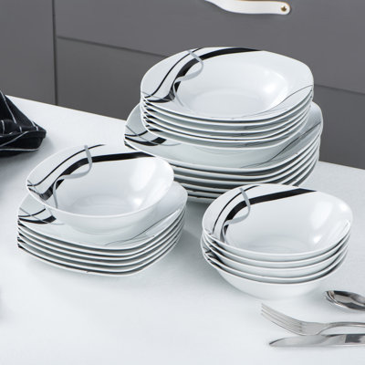Tomas 18 Piece Porcelain China Dinnerware Set - Service for 6