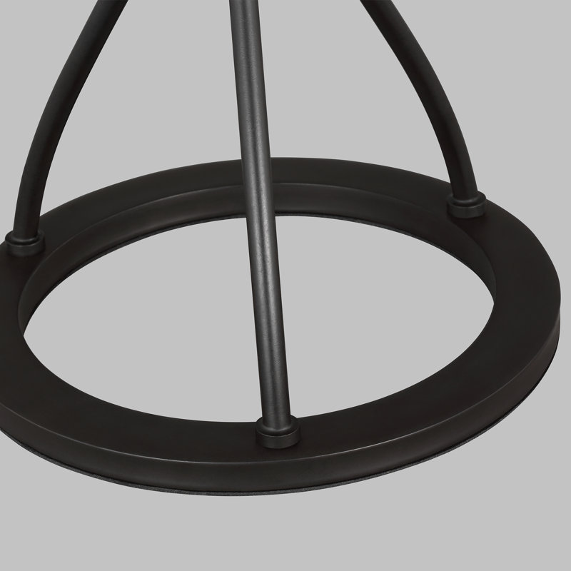 Aged Iron Table Lamp with White Linen Shade