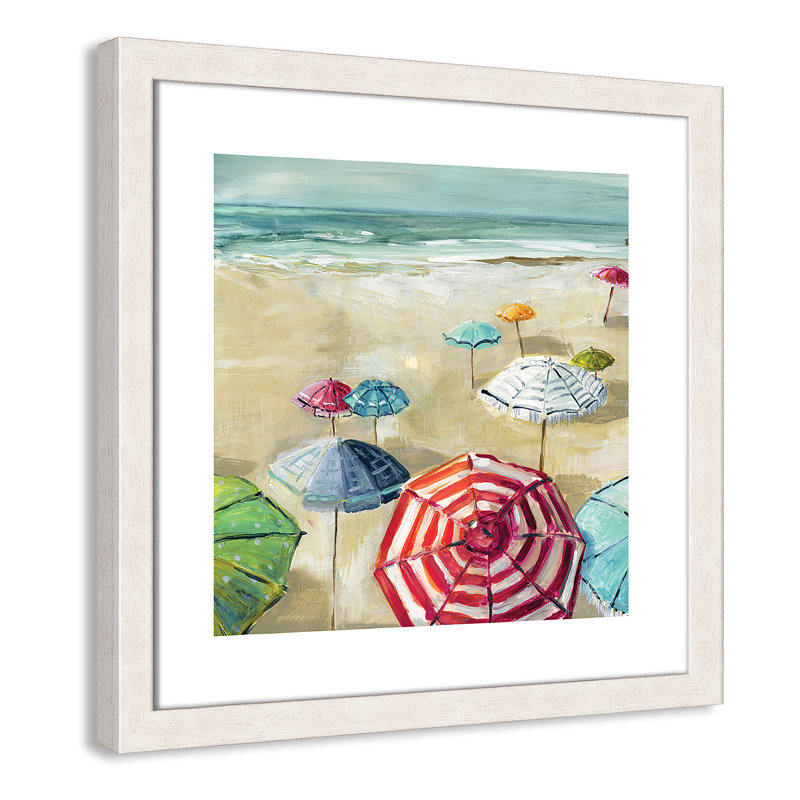 «Umbrella Beach II», reproduction encadrée, H 17,5 po x l 17,5 po x P 1,13 po