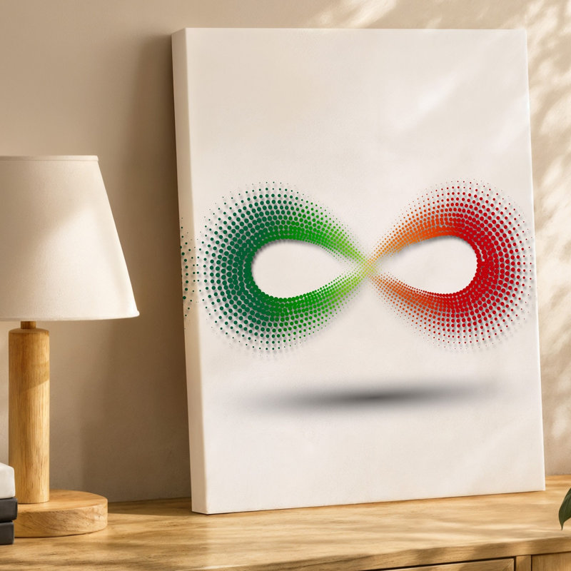 Toile, "Design a Vibrant Minimalist Design" Doté d'un symbole de l'infini, art mural composé d'un dégradé de pois colorés, art mural sur toile