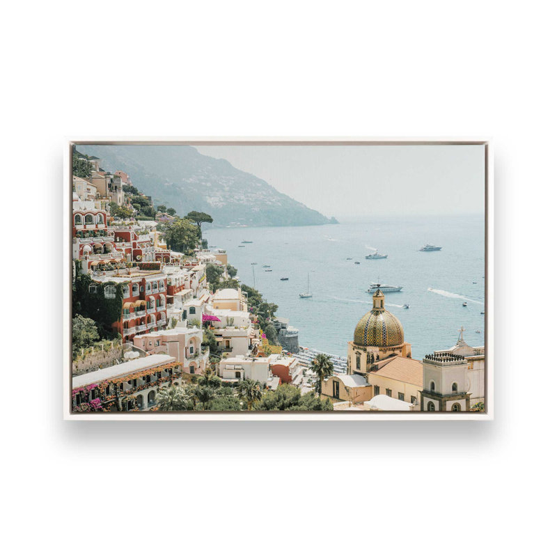 Impression sur toile Positano, H 32,75 po x l 48,75 po x P 1,75 po, Cadre opaque blanc, 1