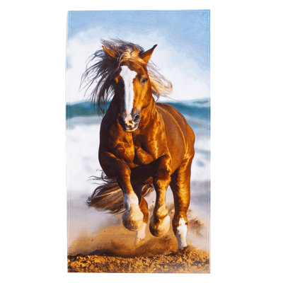 Serviette de plage avec cheval de course, 30 po x 60 po