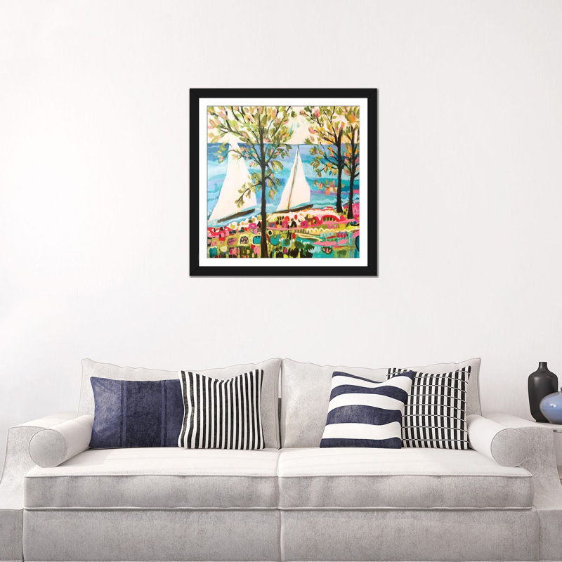 «Nautical Whimsy IV», reproduction sur toile, H 16 po x l 16 po x P 1 po, Papier beaux-arts encadré noir, Blanc