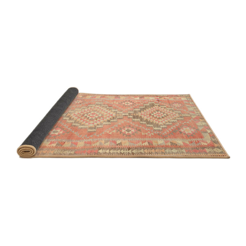 Tapis contemporain orange / jaune, Rond 8 pi