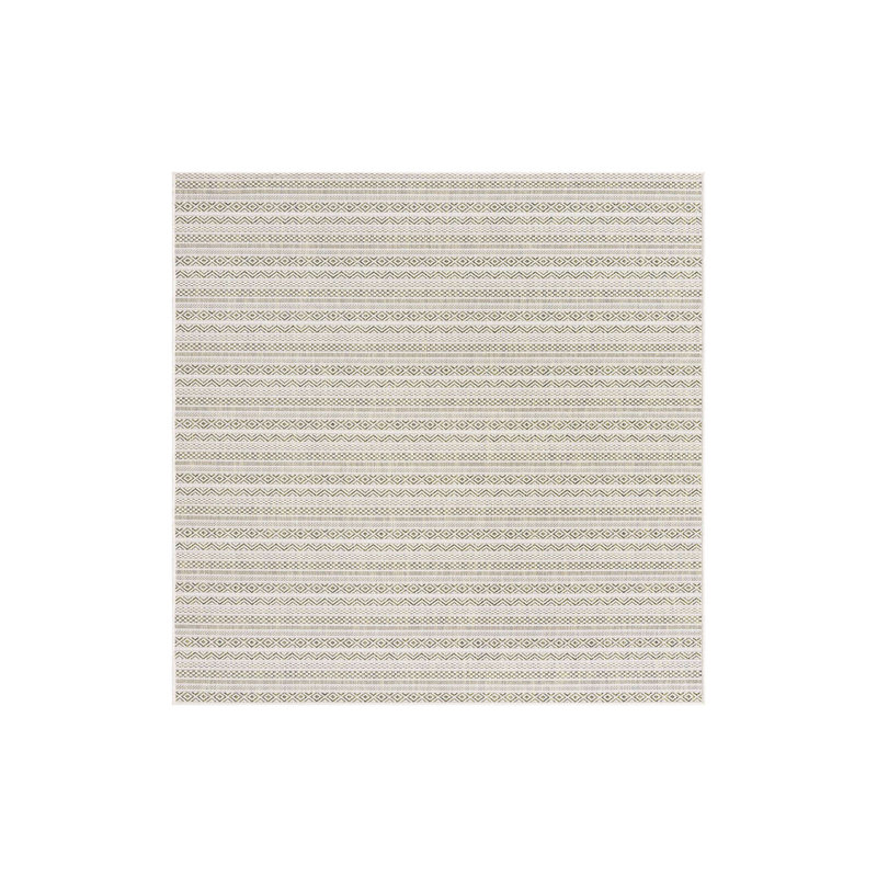 Tapis rayé en polypropylène tissé à la machine intérieur / extérieur gris clair, Rectangle 6 pi x 9 pi