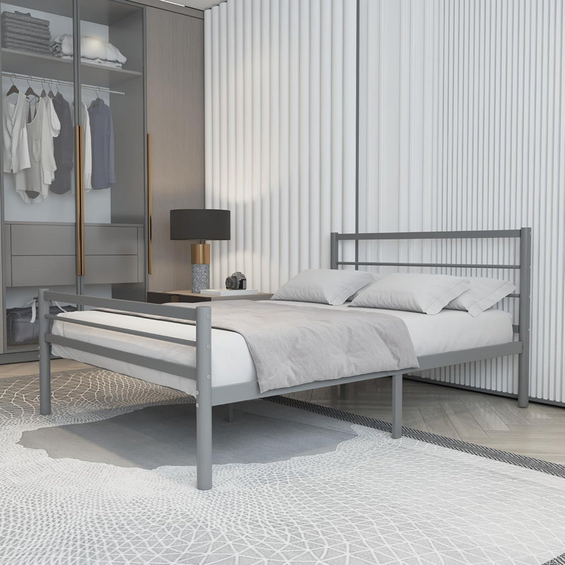 Chester Metal Platform Bed Frame With Headboard And Footboard, Strong Premium Steel Mesh Base, Under Bed Storage Space, Easy Assembly