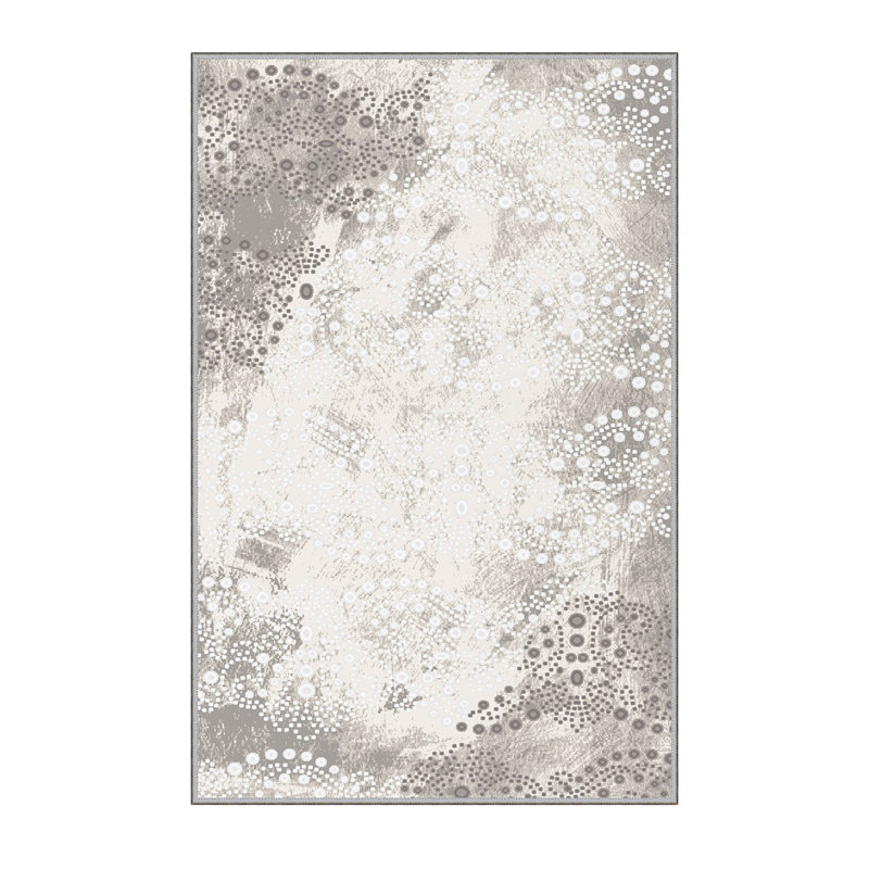 Tapis gris / ivoire en polyester fabriqué à la machine Cherish, Tapis de couloir 3 pi 3 po x 9 pi 10 po