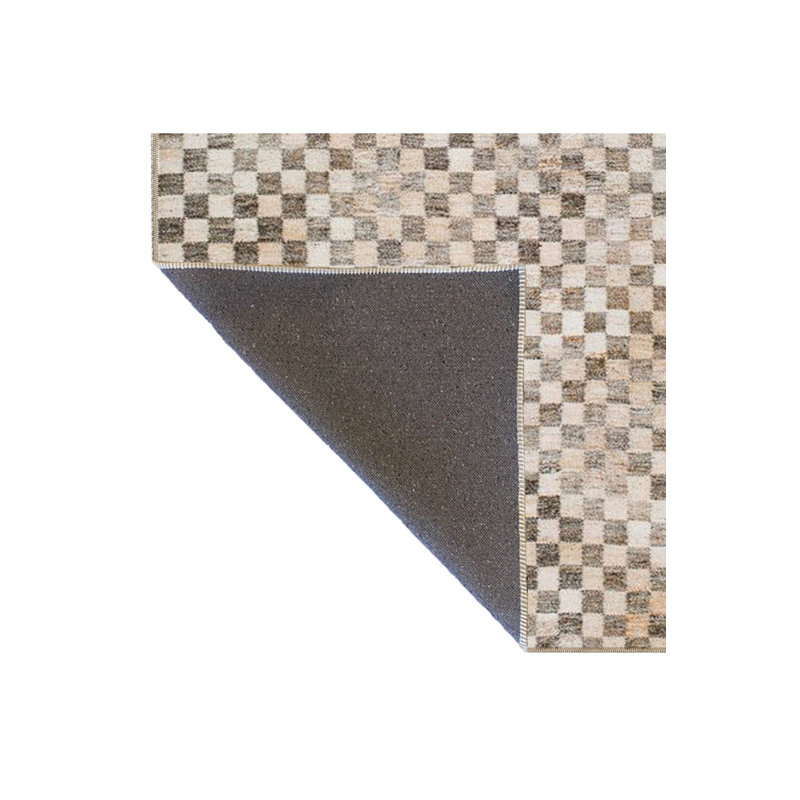 Tapis décoratif à motif géométrique moderne à carreaux brun, Sous-tapis carré 3 pi 3 po inclus