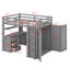 Lit mezzanine avec tiroirs, bureau et garde-robe-828654919