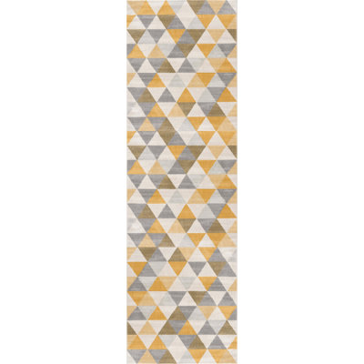 Tapis jaune Dhurrie 2 pi x 6 pi