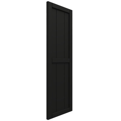 10 3/4"W x 60"H EnduraCore Composite, Two Board Framed Board-n-Batten Shutters, Black (Per Pair - Hardware Not Included)