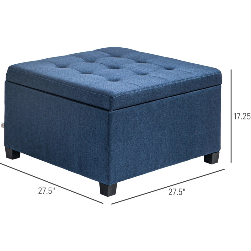 Bleu avec compartiment de rangement. Style rétro pour la décoration intérieure. Matériau doux, intérieur spacieux, charnière de couvercle sécuritaire. Salon. Siège, zone abondante, assemblage sécuritaire