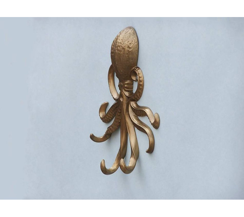 Crochet mural octopus Keven, Laiton antique