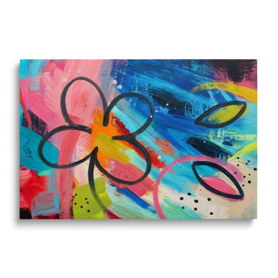 Multicolor Canvas Abstract Oil Painting, Modern Contemporary Colorful Floral Wall Art for Living Room Bedroom and Home Office