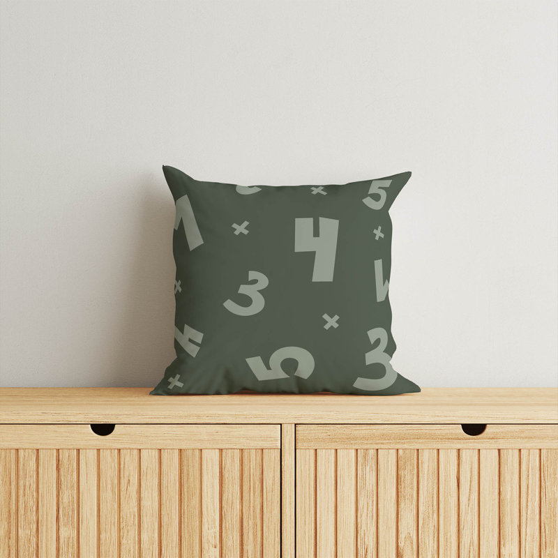 Coussin Numéros, H 20 po x l 20 po, Chimichurri / vert / ivoire