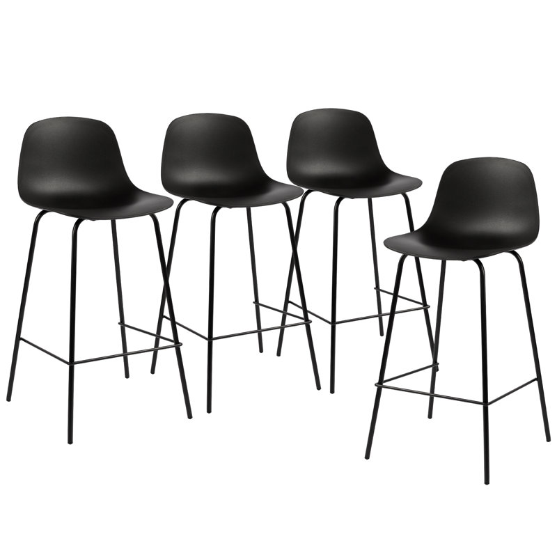 Tabouret de comptoir en polyuréthane à dossier bas H 26 po Botyo, Noir, 4