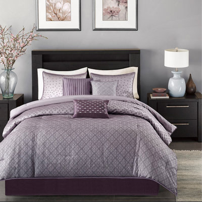 Ensemble d'édredon 7 pièces californien très grand californien en jacquard pour lit avec motif à paillettes et effet dégradé