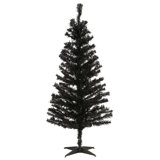 Black Tinsel Tree with Clear Lights