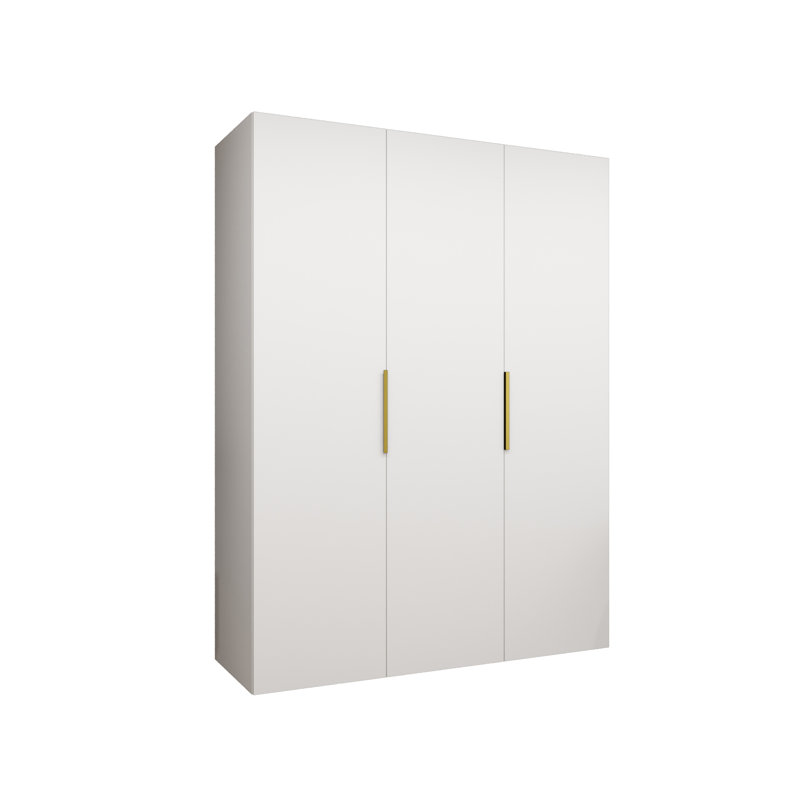 Manufactured Wood Wardrobe, white matt + handles: gold