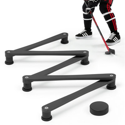Équipement d'entraînement de hockey, entraîneur à 5 sections ajustables pour la manipulation du bâton de hockey, entraîneur portatif pour la marche / arrêt de la glace, outil de sport léger et solide pour le contrôle de la rondelle, temps de réaction, coordination œil-main