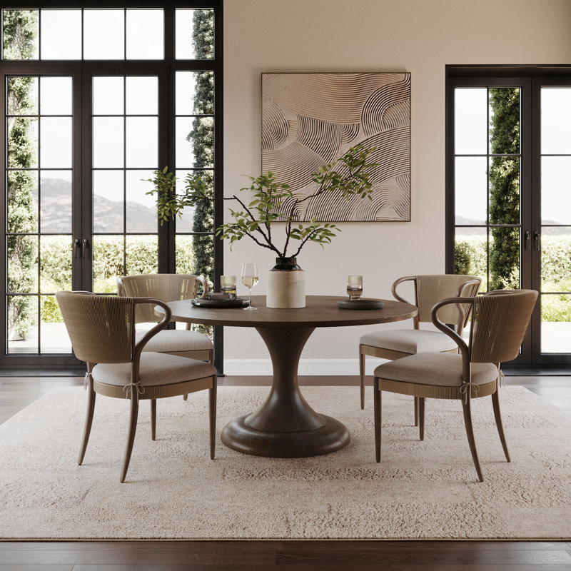 Flaviana Modern Solid Wool Area Rug, Beige, Rectangle 3' x 5'