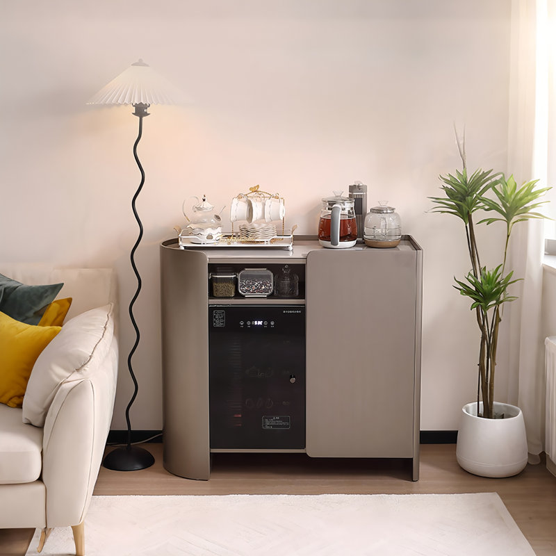 37.6"Gray Solid Wood Storage & Sideboard Integrated Cabinet