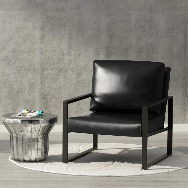 Fauteuil en similicuir 24,83 po Eritrea, Similicuir noir