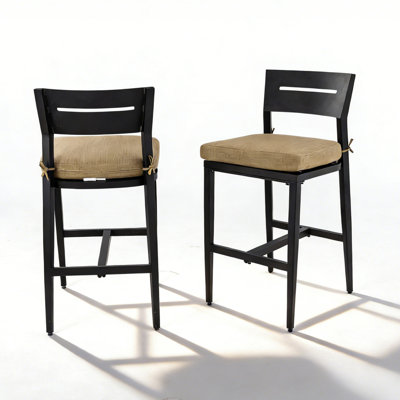 Tabourets d'extérieur en aluminium avec coussins Sunbrella
