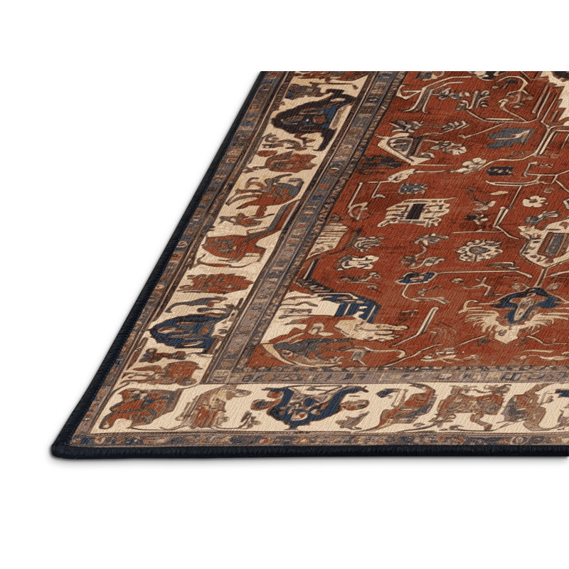 Machine Washable Persian Brown Area Rug, Rectangle 8' x 12'