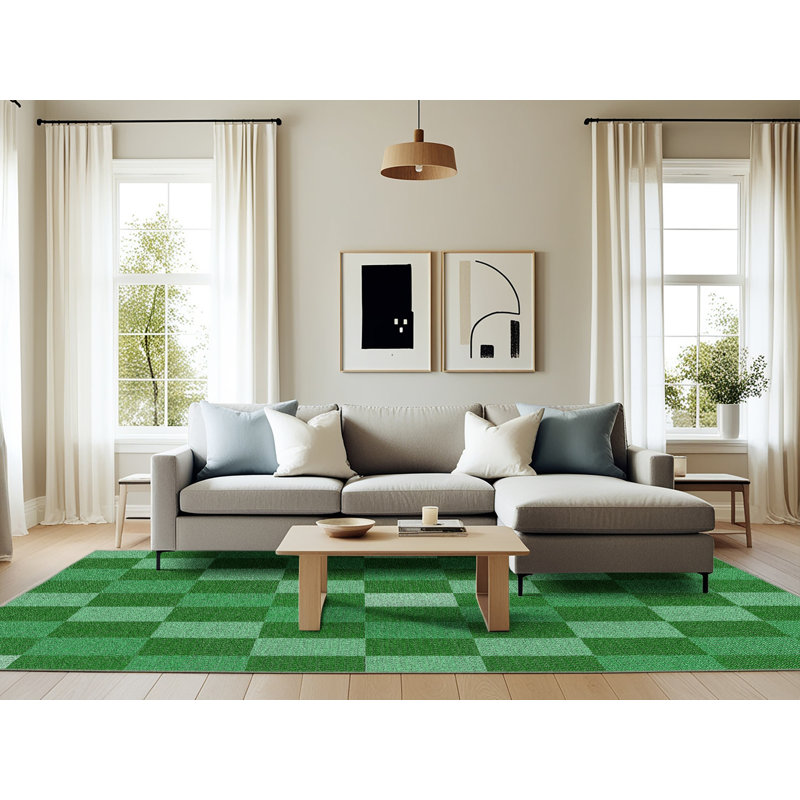 Tapis vert à motif géométrique Eimear, Rectangle 6 pi x 9 pi