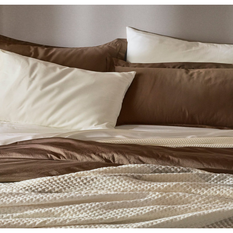 Signature Hemmed Duvet Set, King Duvet Cover + 2 King  Shams, Walnut
