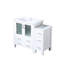 42 po Meuble-lavabo en bois massif blanc avec comptoir en céramique à fermeture en douceur, portes simples et tiroirs