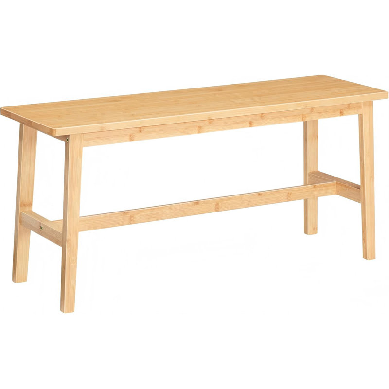 Natural Bamboo 39.3'' Farmhouse Dining Bench with Reinforced Crossbar