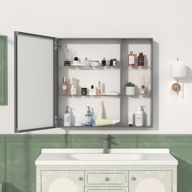 Armoire à pharmacie avec miroir et rangement, miroir de salle de bain mural