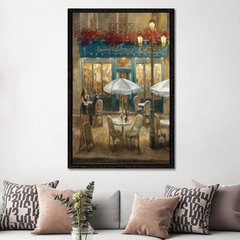 Paris Cafe I Crop by Danhui Nai - Painting on Canvas, 152.5 cm H x 101.5 cm W, Black Floater Framed