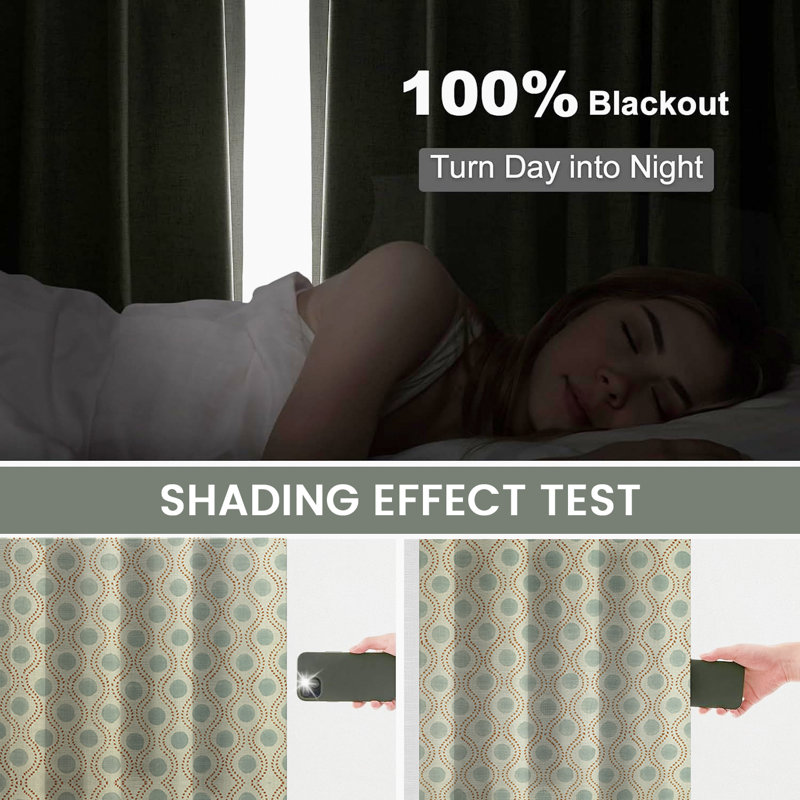 Fabdivine Weave Pattern Floral Handmade Block Print Brown and Gray Pinch Pleated Window Drapes 27x57 Inches, 2 Panel Set Soft and Bohemian Pure Linen Curtains Room Darkening, Blackout, Rajbhog