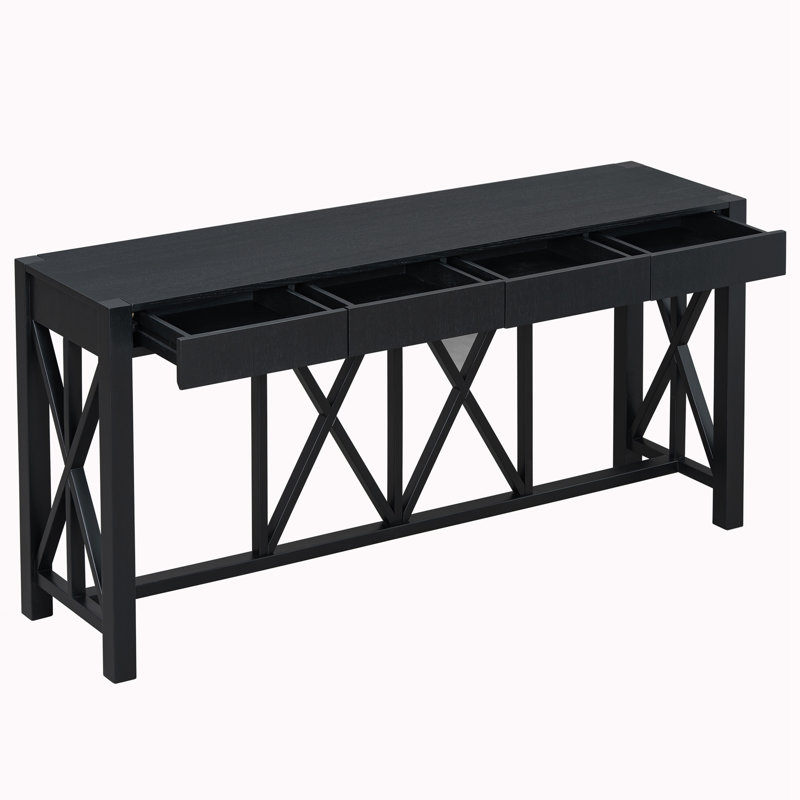 Console Table with 4 Spacious Drawers, Black