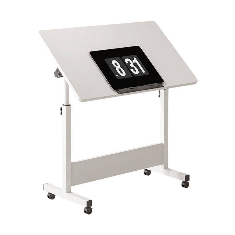 Bureau mobile pliable avec roulettes, Blanc
