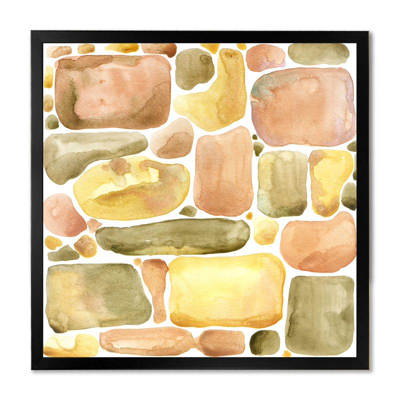 Ornement pierre pastel II - on, Impression noire sur toile encadrée, H 16 po x l 16 po x P 1 po
