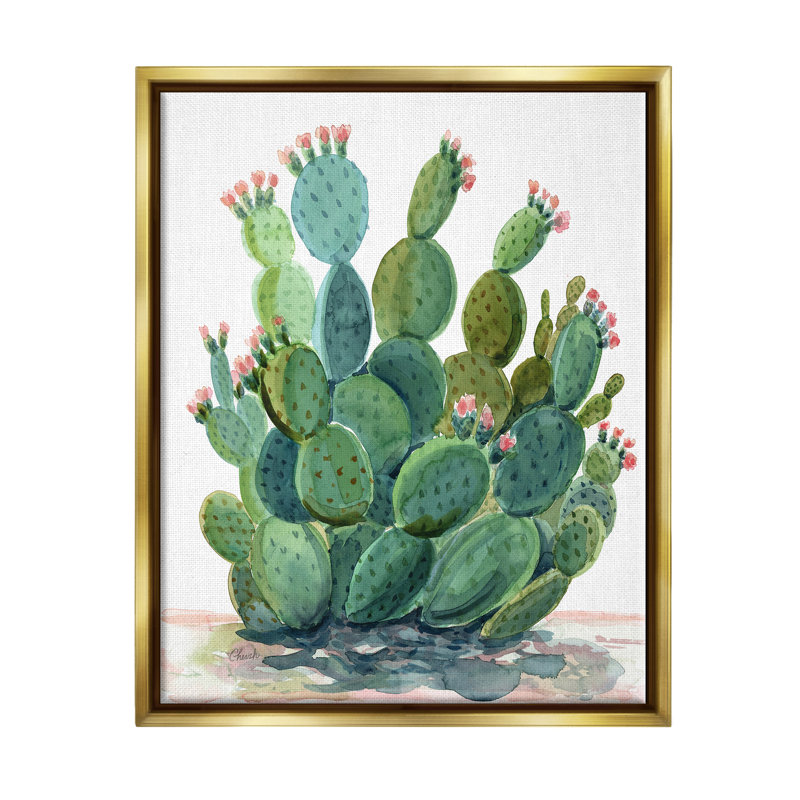 «Botanical Desert Prickly Pear Cactus Floater» par Cherish Flieder, H 31 po x l 25 po x P 1,7 po