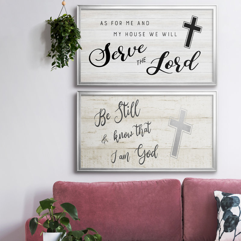 Serve the Lord Cross - Ensemble de 2 encadrements d'art textuel sur toile, H 10,5 po x l 37 po x P 1,5 po