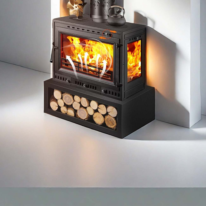 Thickened cast iron wood fireplace with storage