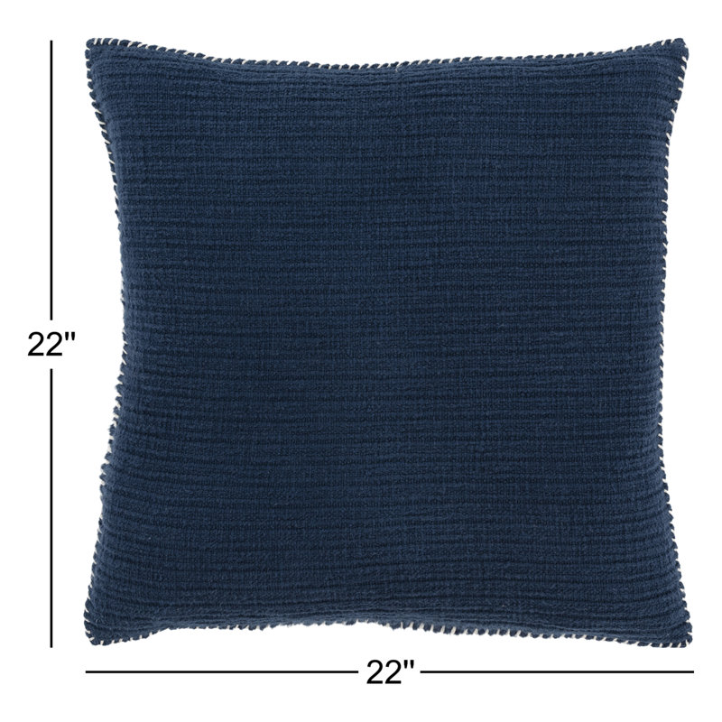 100% Cotton (Poly Filled) Throw Pillow, Navy