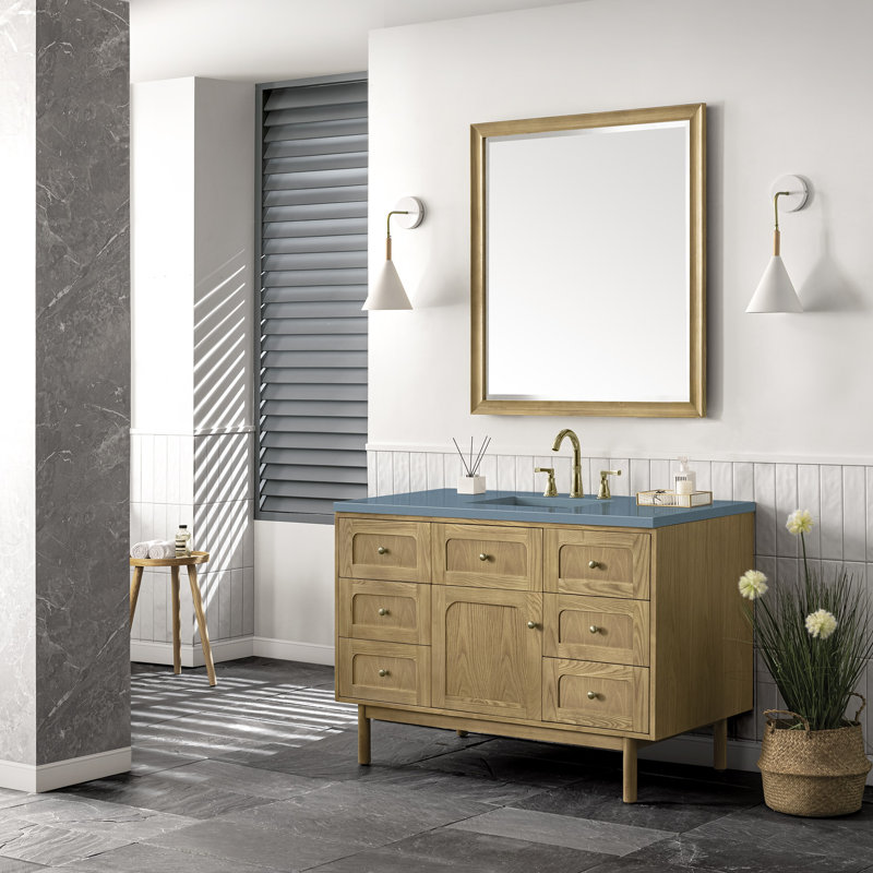 Laurent 48'' W Single Vanity, Parisien Bleu, 8" Widespread, Honey Brown