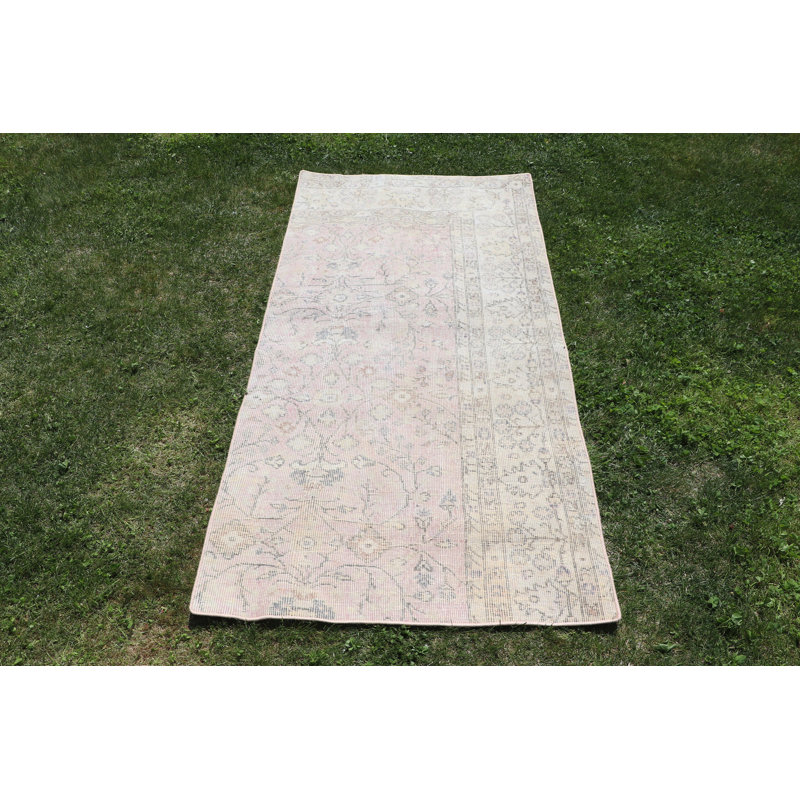 Vintage Faded Anatolian Turkish Oushak Rug Ideal for Bedroom, Dorm, or Salon Decor in Beige