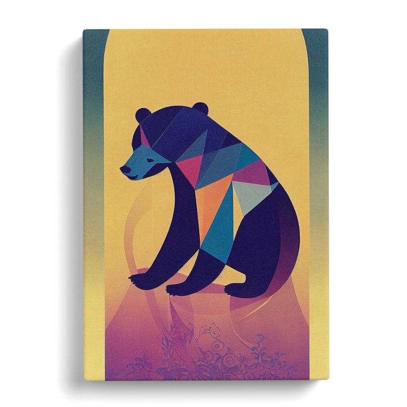XV1022-3756X Resting Bear Abstract - Print, Wrapped Canvas, 50cm H x 35cm W, No Matte