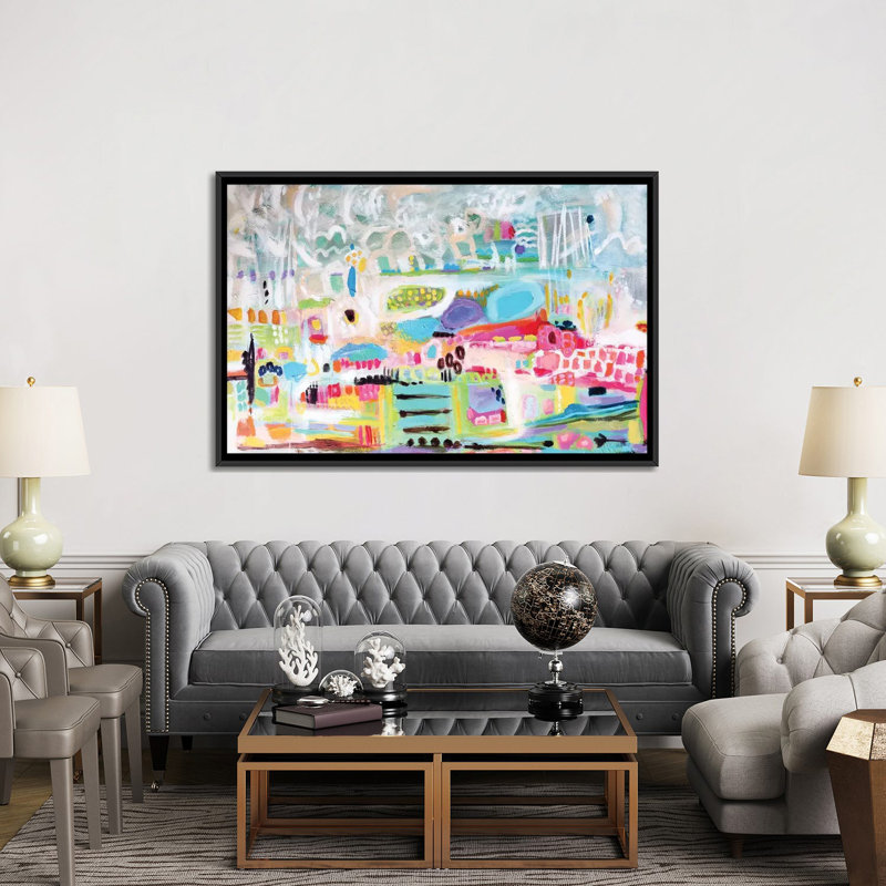 « abstract clouds », impression sur toile, H 40 po x l 60 po x p 1,5 po, Toile avec cadre noir, Pas de tapis