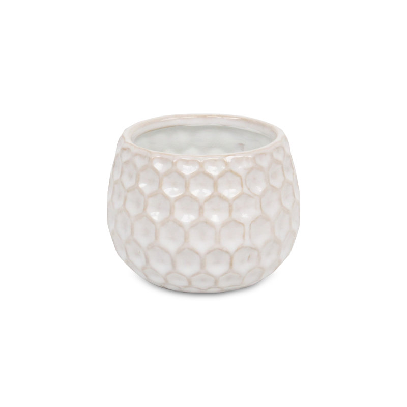 Eddins Handmade Ceramic Pot Planter, White, 4" H x 4.25" W x 4.25" D